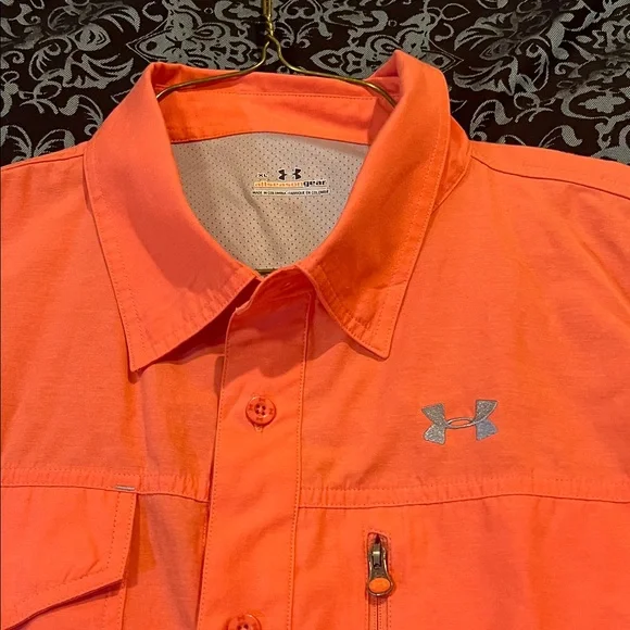 Under Armour Men's Vibrant Orange Button Down Shirt - Picture 6 of 9